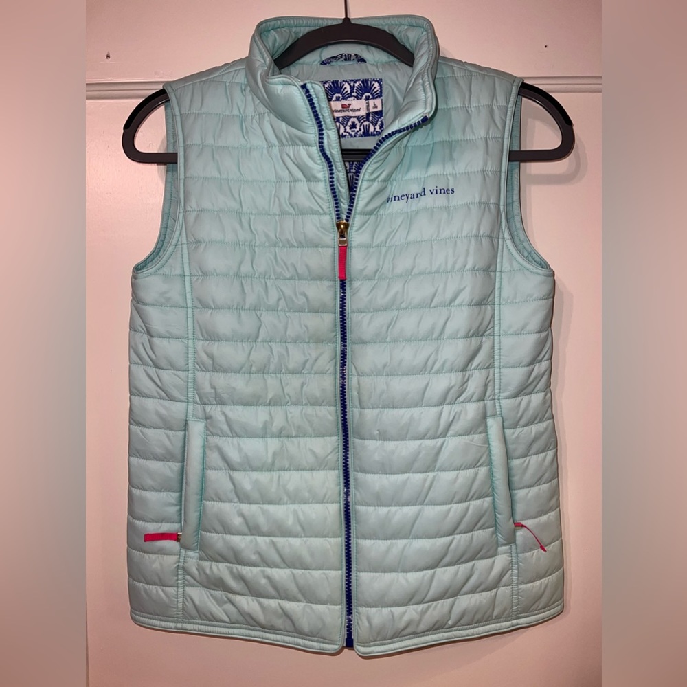 Vineyard Vines Girl’s Printed Lining Puffer Vest, Size L (14)